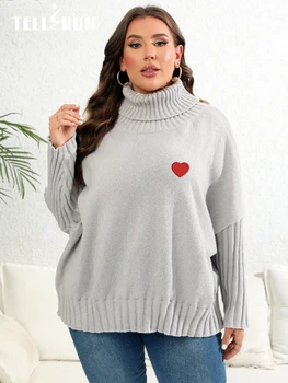 Осень и зима 2023, пуловер с вышивкой в виде сердца, женская толстовка, Свободный повседневный теплый свитер, модная одежда, топы большого размера