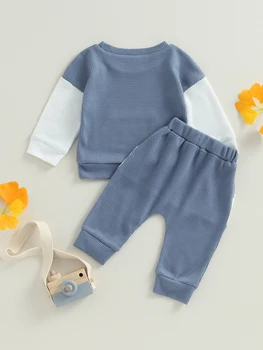 Очаровательный комплект осенней одежды для маленьких мальчиков - толстовка с длинным рукавом и удобные штаны на завязках для младенцев