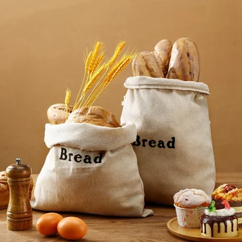 Пакеты для хлеба из 3 частей, мешковина, многоразовые пакеты для хлеба на шнурке, льняные небеленые пакеты для выпечки, сумки для хранения продуктов ручной работы