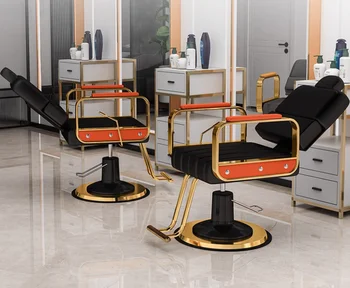 Парикмахерское кресло можно сложить. Специальное подъемное вращающееся кресло для парикмахерской.