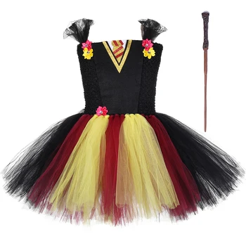 Платье-пачка для девочек Harris Wizard с волшебной палочкой, маскарадное платье для вечеринки по случаю дня рождения, Детский карнавал, Рождество, Хэллоуин, косплей-костюм