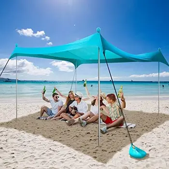 Пляжная Палатка Sun Shelter Sunshade, Пляжный Навес UPF50 + для 4 Человек, Простая установка, Портативный Кемпинг Sun Shelter Shade для Пляжа, Фото