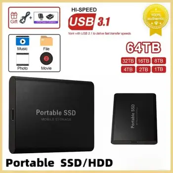 Портативный Накопитель SSD 2 ТБ 4 ТБ Внешний Твердотельный Накопитель M.2 USB 3.1 Высокоскоростной SSD Внешний Жесткий Диск Для ноутбука PS5 PS4 SSD
