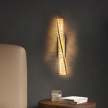 Прикроватный светильник в скандинавском стиле из хрусталя, спиральный дизайн, стильные длинные настенные светильники для гостиной, декоративное настенное бра, светодиодное пятно