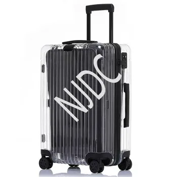 Прозрачная сумка для чемодана, 24-дюймовая Дорожная тележка, ПК, Посадочный кейс для багажа, сейф с паролем, Универсальная Коробка для багажа на 4 колеса, Сумочка для багажа