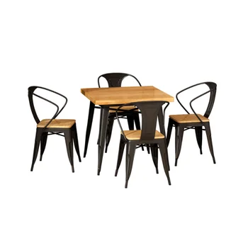 Промышленный стиль сочетание стола и стула из массива дерева и железа современная простая кофейня ресторан коммерческий прямоугольный стол