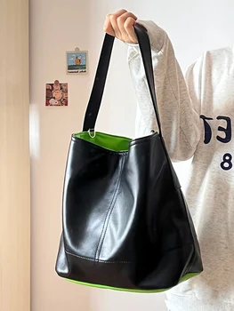 Простая женская сумка-тоут большой емкости 2023, новые модные сумки через плечо для поездок на работу, универсальные сумки из мягкого полиуретана с текстурой подмышек