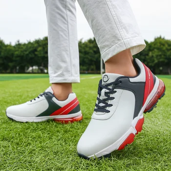 Профессиональные мужские спортивные кроссовки для гольфа, кожаные туфли для гольфа с шипами, высококачественные молодежные тренировочные туфли для гольфистов класса люкс с шипами