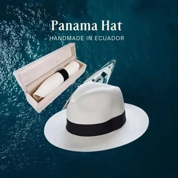 Регулируемая классическая панама ручной работы в Эквадоре, солнцезащитные шляпы для женщин, мужская пляжная соломенная шляпа для мужчин, кепка с защитой от ультрафиолета, прямая поставка