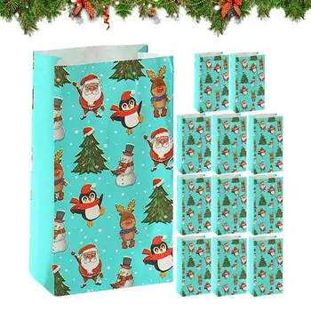 Рождественский бумажный пакет сумка для конфет Сумка для конфет Подарочные пакеты для угощений на День рождения Зимний праздник Рождество Новый год Свадьба