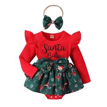 Рождественское платье для маленьких девочек в клетку с бантом, праздничное платье-пачка принцессы, мой первый рождественский наряд, праздничное платье из тюля