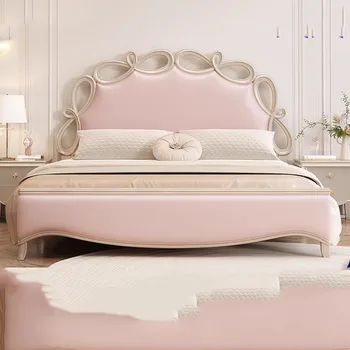 Роскошная кровать Nordic Girl для хранения, современная двуспальная кровать с милой обивкой, Роскошная деревянная мебель для спальни Princess Cama Box Casal