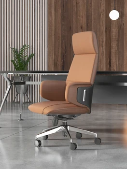 Роскошное итальянское кожаное офисное кресло, большое кресло, элитный домашний кабинет, компьютерное кресло, вращающееся кресло с откидной спинкой