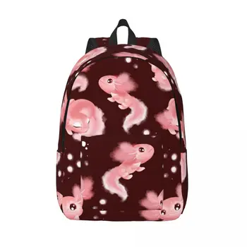 Рюкзак для ноутбука Уникальный Акварельный персонаж Аксолотль с пузырьками Школьная сумка Прочный Студенческий Рюкзак Для мальчиков и девочек Дорожная сумка