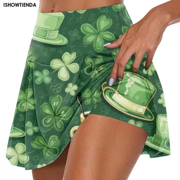 С Днем Святого Патрика, Женская юбка с потайным карманом, теннисная юбка, юбки для гольфа, юбки для бадминтона, юбки для бега, S Day Green