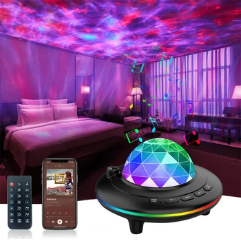 Светодиодный проектор с питанием от USB, светодиодный ночник со звездным НЛО, пульт дистанционного управления и динамик Bluetooth для детской комнаты, вечеринки, гостиной