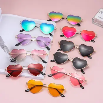 Солнцезащитные очки в форме сердца для женщин, солнцезащитные очки в форме сердца в металлической оправе в стиле ретро, прекрасные оттенки винтажных очков 90-х