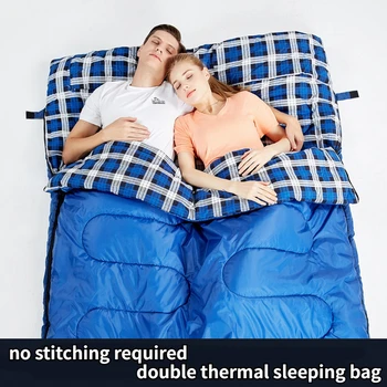 Спальный мешок для кемпинга для взрослых на открытом воздухе Отделяет Грязную дорожную подкладку, Зимнее одеяло, Переносной спальный мешок для кемпинга, Двойной спальный мешок для путешествий
