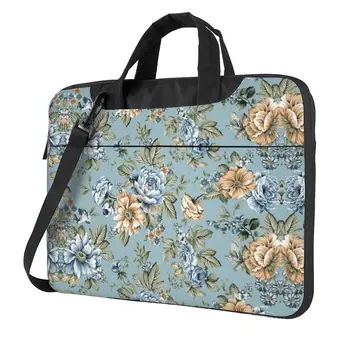 Сумка для ноутбука, сумка с цветочным пионом, сумка-портфель синего цвета, модный портативный 13 14 15, Модный чехол для компьютера Macbook Air, Acer, Dell
