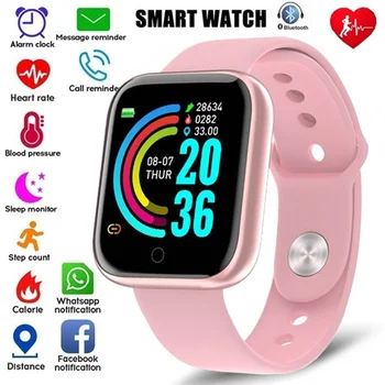 Умный браслет с Цветным Экраном D20 для Женщин, Мужские Многофункциональные Смарт-Часы Y68, Часы для Мониторинга Сердечного Ритма и Артериального Давления