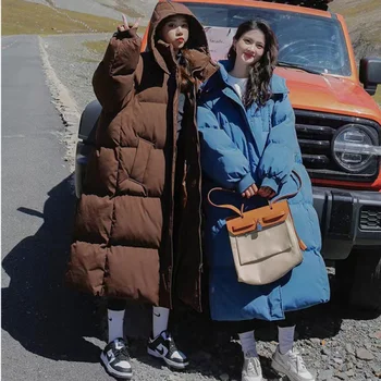 Утолщенная пуховая куртка с хлопчатобумажной подкладкой, женская свободная одежда в корейском стиле длиной до колен, хлопчатобумажная подкладка, зимнее новое пальто 2023 года, ins b
