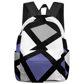 Фиолетовые, черные, серые геометрические квадратные рюкзаки для подростков, студенческие школьные сумки, рюкзак для ноутбука, мужские, женские, дорожные Mochila
