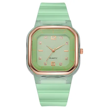 Цветной силиконовый ремешок для часов, модные повседневные спортивные часы-браслет, квадратные универсальные часы-браслет для женщин Relogios Feminino