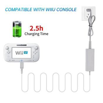 Штепсельная вилка ЕС/ США, адаптер переменного тока, зарядное устройство для консоли Wii U, шнур питания, совместимый с настенным зарядным устройством для пульта дистанционного управления Nintendo Wii U.