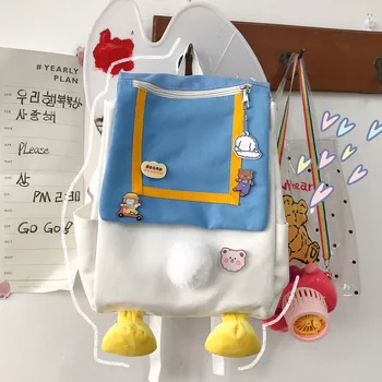 Японский школьный рюкзак женский Harajuku Для милых девочек, рюкзак для учащихся средней школы, Ins Милый холщовый рюкзак